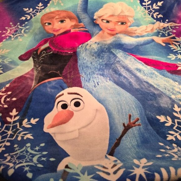 Disney Frozen Plush Fleece Blanket – Elsa, Anna & Olaf Winter Snowflake Throw | - Picture 5 of 7